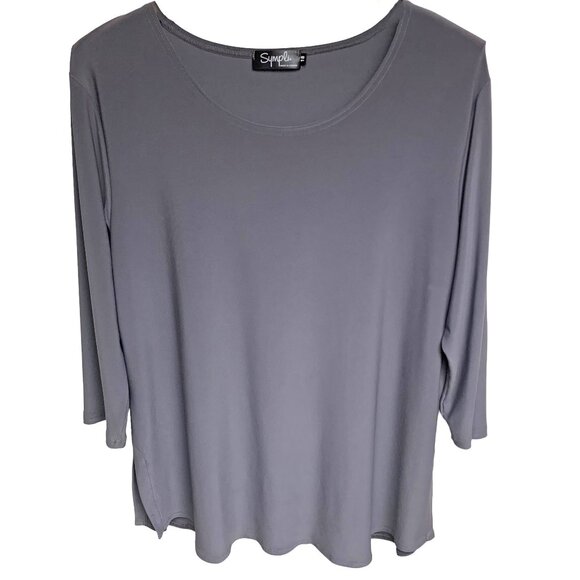 Sympli Graphite Go to‎ Classic 3/4 Sleeve Vented Relaxed Tunic Top - Picture 1 of 10
